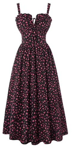 SCARLET DARKNESS Robe d'été décontractée pour femme - Sans manches - Bretelles spaghetti - Motif floral - Pour la plage