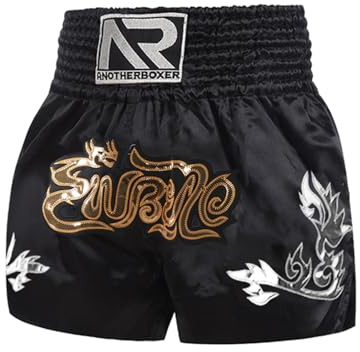 Yruioon Shorts De Boxe pour Jeunes Pantalons Courts Muay Thai Shorts MMA De Kickboxing Boxers pour Enfants Sport Fitness 5-12 Ans Un Noir 8-12 Ans