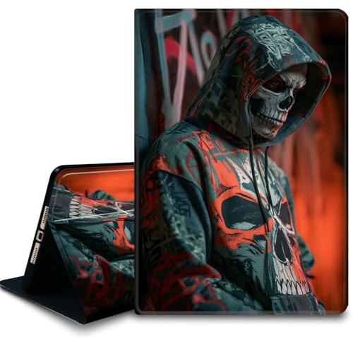 Bxgolkgd Schutzhülle für iPad Air 27,9 cm (11 Zoll) M3 2025/M2 2024, iPad Air 5. / 4. Generation, stoßfeste Standhülle mit Wärmeableitung, automatische Wake-/Sleep-Funktion, Totenkopf-Graffiti
