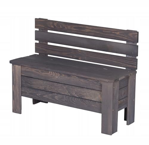 STOLMAK Gartenbox 71x54x29 cm Grau Kiefernholz Massiv Auflagenbox Kissenbox Gartentruhe Holztruhe Aufbewahrungsbox Truhe Kiste Gartenmöbel 111 l