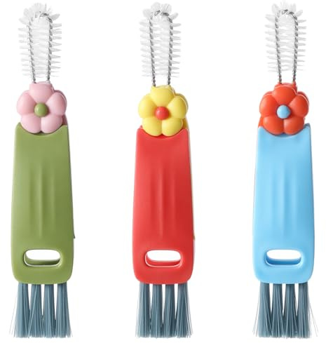LXUEJIE 3Pcs Cup Lid Cleaning Brush, Water Bottle Crevice Cleaning Brush | 3-in-1 Multifunctional Cup Lid Clean Brushes for Home Kitchen