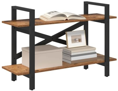 vidaXL Bücherregal 2 Ebenen 100 x 33,5 x 64 cm Holzwerkstoff Altholz