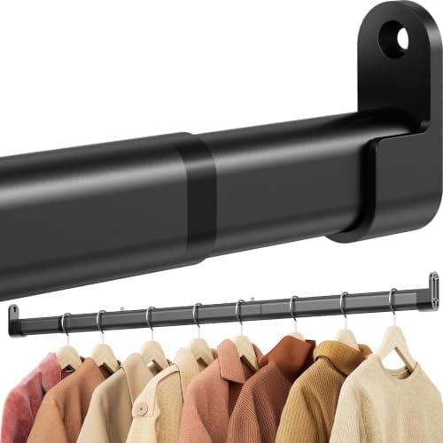 Wardrobe rail,28MM Extendable Clothes Rail 42 to 101 CM, Hanging Pole | Heavy Duty Clothes Rail & Wardrobe Rail Made of Thick Industrial Steel, Holds 66 lbs,Telescoping Adjustable Clothing Rail