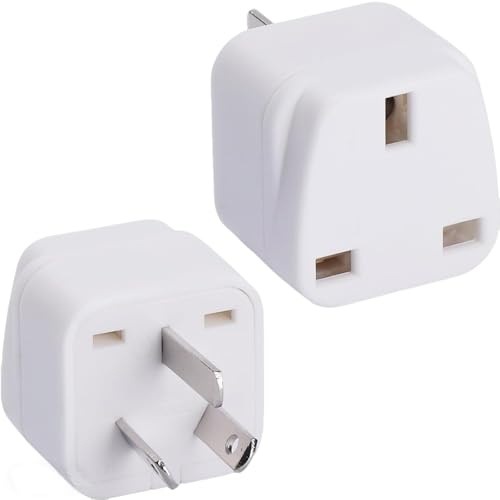 Flomiara 2 Pack UK to Australia Plug Adapter, New Zealand Plug Adaptor, UK to China AU Plug Adapter, Grounded Travel Adapter for Australia New Zealand China Fiji Argentina and More, White (Type I)
