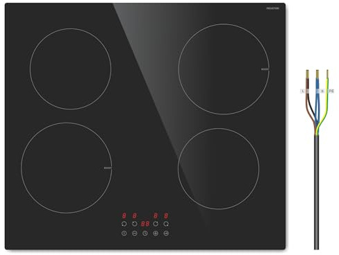 STARCHARTS 59cm Built-in Induction Hob 4 Burners 9 Power Levels Boost Timer | 9 power levels, 99min timer, child lock, residual heat indicator, plug not included