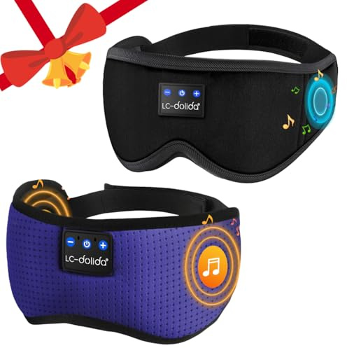LC-dolida The Ultimate Relaxation kit - Bluetooth 3D Sleep Mask + Breathable Sleep Mask - 100% Total Blackout, Fully Adjustable, Zero Eye Pressure Eye Mask for Sleeping, Travels and Nap