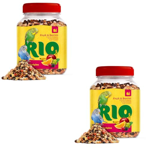 RIO Perruches Mélange de Fruits & Baies | Pack Double | 2 x 180 g | Snack pour Perruches | avec Raisins & Pomme
