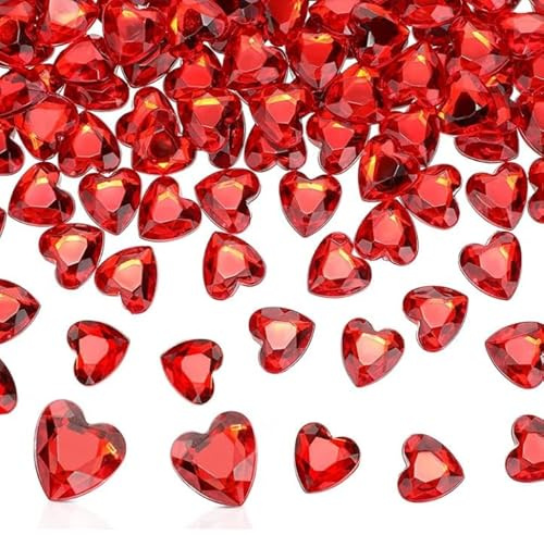 200 Stück Rubinhochzeit Deko Herz Deko Acryl Streudeko Hochzeit Diamanten | Geeignet für Hochzeits-Streudekoration,Valentinstag Dekoration,DIY-Kunsthandwerk,Muttertags-Dekoration (Rot)