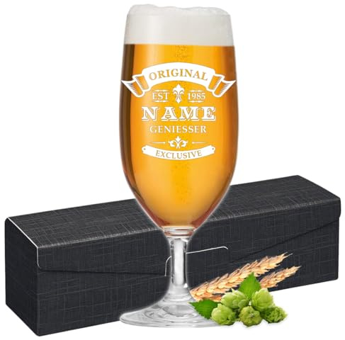 polar-effekt Personalisiertes Bierglas 0,3 l auf Fuß - graviertes Pilsglas als Geschenk, Pokalglas für Pils & Craft Beer, individuelles Bierglas für Geburtstag, Männer & Bierliebhaber