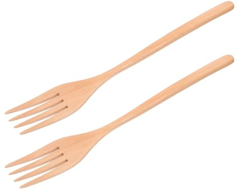 UKCOCO Salatmischgabeln 2 Stück Multifunktionale Küchenhelfer zum Kochen und Anrichten Geeignet für Gastronomie und Haushalt Natürliche Holzfarbe