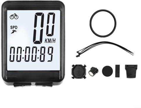 Gettimore Beleuchteter Fahrradtacho mit LED-Hintergrundbeleuchtung, wasserdicht, Kilometerzähler, Mountainroad für Fahrrad, Displays für MPH/KMH, für Auto On/Off, Schwarz (Wireless White)