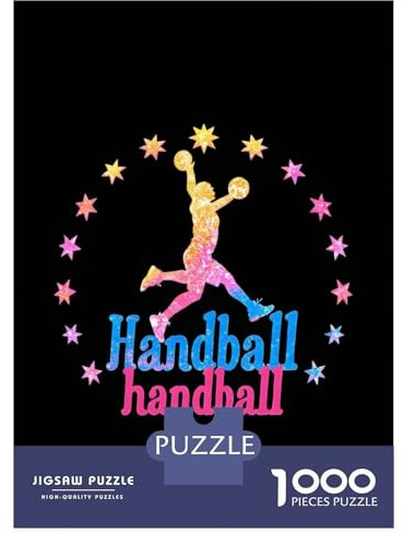 Handball Bunte Silhouette 1000 Teile Puzzle für Erwachsene Papier Sternenhimmel Familienspiel Deko Geschenk 52x38cm/1000pcs
