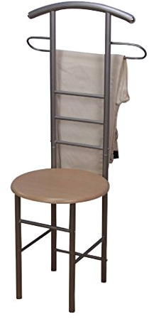 iovivo Herrendiener aus Stahlrohr mit rundem Sitz, 53x47x118 cm alu/buche