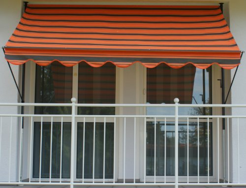 Angerer Freizeitmöbel GmbH Klemmmarkise Exklusiv - Markise für Sonnenschutz - Montage ohne Bohren und Dübeln - ideale Balkonmarkise für Mietwohnungen (Braun-Orange, 250 cm)