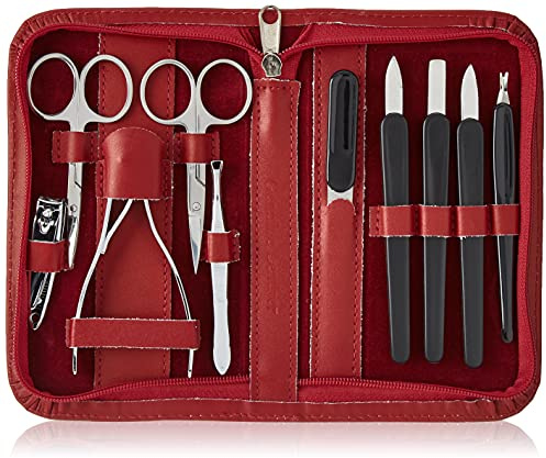 Clauss Manicure Case Real Leather Red