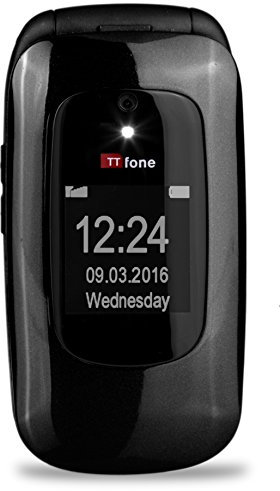TTfone Lunar TT750 Big Button Simple Easy Clamshell Flip Mobile Phone Pay As You Go (Vodafone with £10 Credit, Black)