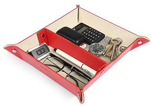 Londo Bandeja de Cuero Organizador Práctica Caja de Almacenamiento para Carteras, Relojes, llaves, Monedas, Teléfonos Celulares y Equipos de Oficina, Unisex
