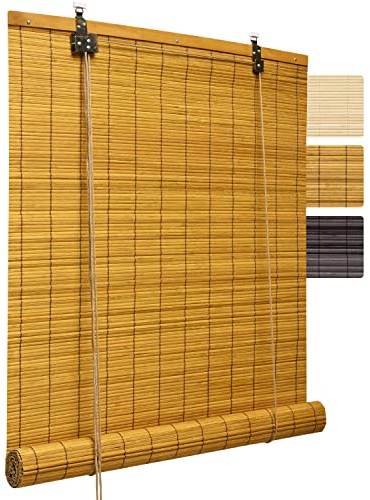 Sol Royal Bambusrollo 90 x 160cm SolDecor B86 - Sichtschutz Fenster Rollo Ohne Bohren - Raffrollo Bambus Inkl Klemmfix Träger - Holzrollo Natur mit Kindersicherheitsclip - Bambus
