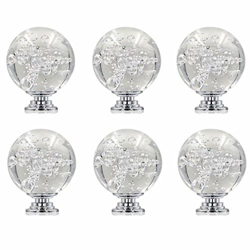 FBSHOP(TM) 6PCS 40mm Clear Bubbles Ball Crystal Glass Cabinet Knob Cupboard Drawer Pull Handle/Great for Cupboard, Kitchen and Bathroom Cabinets, Shutters,Wardrobe