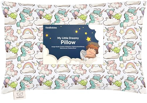 Kopfkissen Kleinkind mit Kissenbezug - Weich Bio Baumwolle Kissen Kinder zum Schlafen - Waschbar Kleinkind Kopfkissen - Kinderkopfkissen für Kleinkinder - Kinderkissen (Unicorn Dreams)