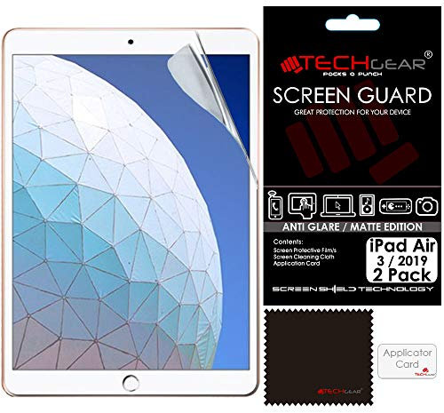 TECHGEAR [2 Pack] Protection Écran Anti-Reflet iPad Air 2019 10.5, Film de Protection Écran Anti Reflet/Mat avec Chiffon et Carte d'Application Compatible pour Nouvel iPad Air 3 10.5 Pouces