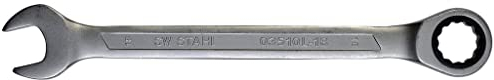 SW-Stahl 03510L-18 Gabelringratschenschlüssel 18 mm I feinverzahnt mit 72 Zähnen I Maulschlüssel mit Ringratsche I Ringratschenmaulschlüssel I Ringmaulschlüssel