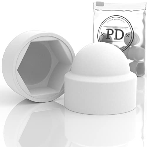 PD® Tappi di protezione esagonali M12 (larghezza tra le piastre 19) - Tappi di copertura per viti in plastica bianca - Tappi di copertura durevoli per dadi e teste di vite - Coprivite bianco - 50 pz.