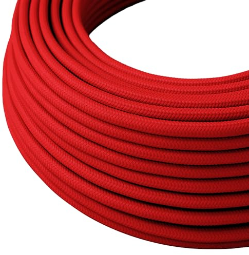 LEDSONE Vintage 1 Meter Italian Braided Round Cable Red Fabric Covered 2 Core Antique Electrical Cord Flexible Wire for Lighting Other Appliances DIY Pendant Light Lamps Lighting Projects