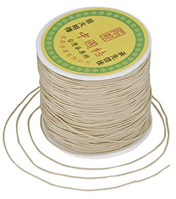 FASHEWELRY Rouleau de fil en nylon pour perlage, macramé et nœuds chinois - 0,8 mm - 91,4 m - Beige - Durable