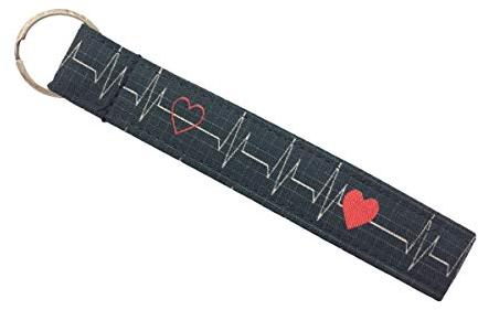 Schlüsselanhänger - EKG - Herz - grau - Heartbeat