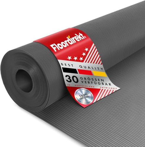 Floordirekt Gummiläufer Miniripp in Grau | Witterungsbeständig & extrem Abriebfest | Rutschsichere Gummimatte Schutzmatte Bodenmatte | Stärke: 3 mm (100 x 150 cm)