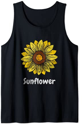 Conception Texte Tournesol Été Dame Plante Folle Débardeur