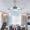 Bavnnro 36'' Fandelier Ceiling Fans with Light, Silver Retractable Crystal Chandelier Fan, Reversible, Remote Control, Dimmable Ceiling Light Kits for Dining Living Room, Bedroom