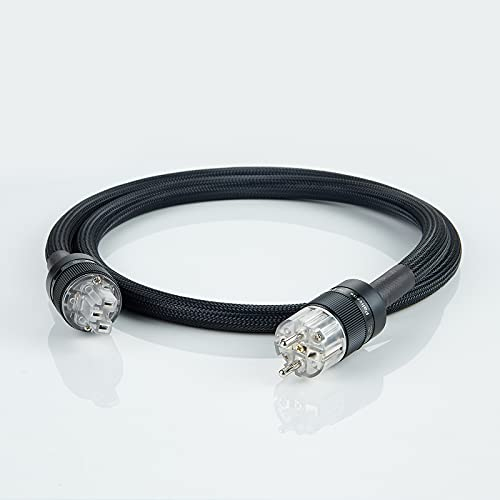Pailvens Cavo di alimentazione audiofilo, 12 AWG Cavo alimentazione con densa schermatura intrecciata, Cavo per altoparlanti, subwoofer, amplificatori di potenza (1m, Nero)