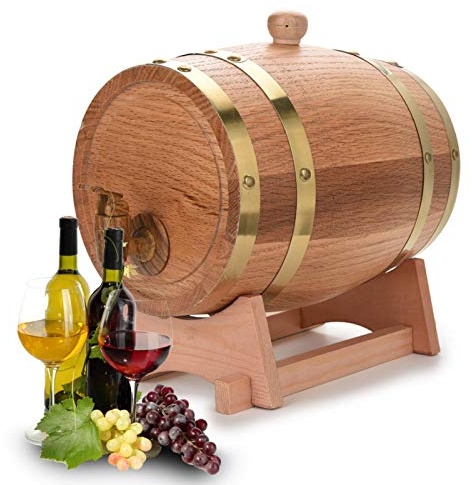 Weinfass, Holzfass 3L Mini Eiche Whiskyfass Kleines Eichenholzfass Eichenfass Personalisiertes Design Holz Whiskyfass Liqueur Schnapsfass für Wein Spirituosen und Whiskylagerung