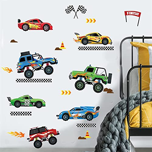 decalmile Wandtattoo Autos Junge Wandaufkleber Rennauto Wandsticker Kinderzimmer Babyzimmer Schlafzimmer Wanddeko