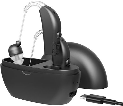 MEDca Dispositivo de Sonido Personal, batería Recargable para Todo el día, Ligero, detrás de la Oreja, Dispositivo de Voz con Sonido BTE, Negro