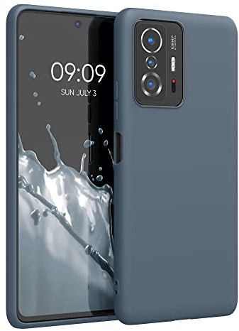 kwmobile Hülle kompatibel mit Xiaomi 11T / 11T Pro Hülle - weiches TPU Silikon Case - Cover geeignet für kabelloses Laden - Dunkler Schiefer
