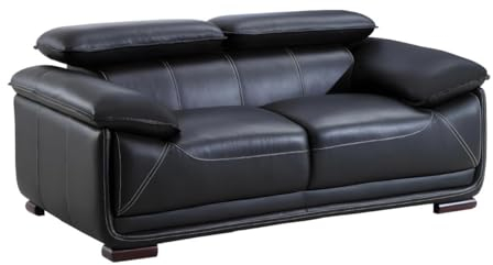 Vente-unique-Ledersofa 2-Sitzer - Schwarz - MACELO