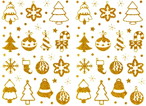 Oblique Unique® 84 Weihnachts Sticker Glitzer Xmas Aufkleber für Weihnachten Geschenk Deko - Engel Tannenbäume Punkte Schneeflocken Sterne uvm. - wählbar (Weihnachtsmix Gold)