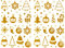 Oblique Unique® 84 Weihnachts Sticker Glitzer Xmas Aufkleber für Weihnachten Geschenk Deko - Engel Tannenbäume Punkte Schneeflocken Sterne uvm. - wählbar (Weihnachtsmix Gold)