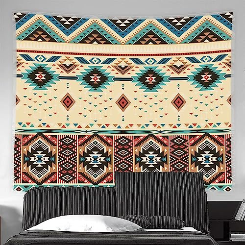 ASVEAS Azteken-Wandteppich, Südwestern, Indianer, Navajo, amerikanisch, ethnisch, abstrakt, dreieckig, geometrisch, Vintage, Beige, Wandbehang für Zimmer, Wandteppich, Schlafzimmer, 228x178 cm