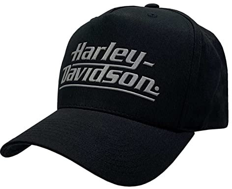 Harley-Davidson Herren Baseballkappe, reflektierend, gebogen, Snapback, Schwarz