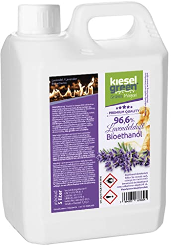 KieselGreen Bioethanol 5 Liter mit Duft für Ethanol-Kamin, viele Sorten - Bio Ethanol als Raumduft in vielen Duftnoten - Parfüm für Bio Ethanol Kamin Indoor oder Bioethanol Tischfeuer (L,5)