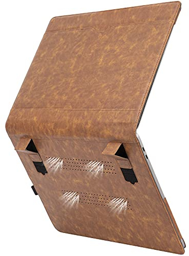 TYTX Custodia Macbook Pro 15 Pollici A1990/A1707 2019 2018 2017 2016, Custodia in pelle protettivo Libro Cover con Supporto Funzione & Ventilato Compatibile con MacBook Pro 15.4 Pollici, Marrone