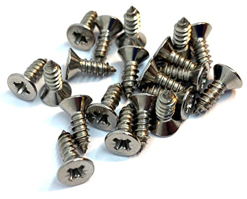 No.8 x 1/2 (4.2mm x 12mm) Pozi Countersunk Self-Tapping Screw DIN7982 - A4 (316) Stainless Steel (Pack of 20)