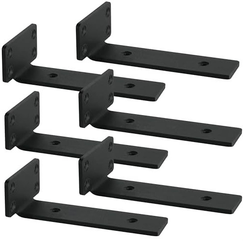 Regalhalterung,Schwerlastwinkel,Schwerlastkonsole,Winkel schwarz,Regalwinkel Metall 90 grad für Regale, Schwerlastträger unterstützung DIY (5mm dick),30cm 6 Stück