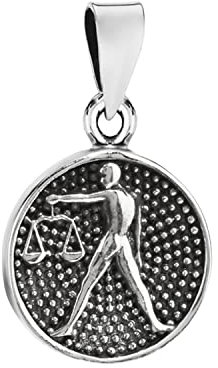 NKlaus 14,7mm Kettenanhänger Waage 925 Silber Horoskop Sternzeichen Zodiak Anhänger 3870