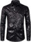 Parklees Herrenhemd, Paisleymuster, bedruckt, stilvoll, schmale Passform, Knopfleiste, Gold glänzend, L