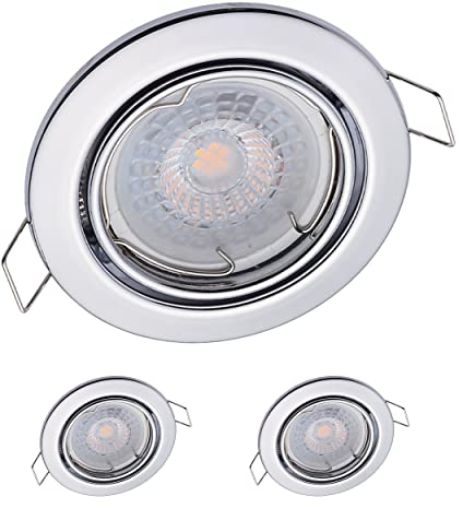 3x Oktaplex Spot 3 Stufen dimmbar Dijon Schwenkbar - LED Modul Nizza 4,8W 3000K 230V 380lm Warmweiß 110° - Deckenspots Chrom Lochmaß 68mm